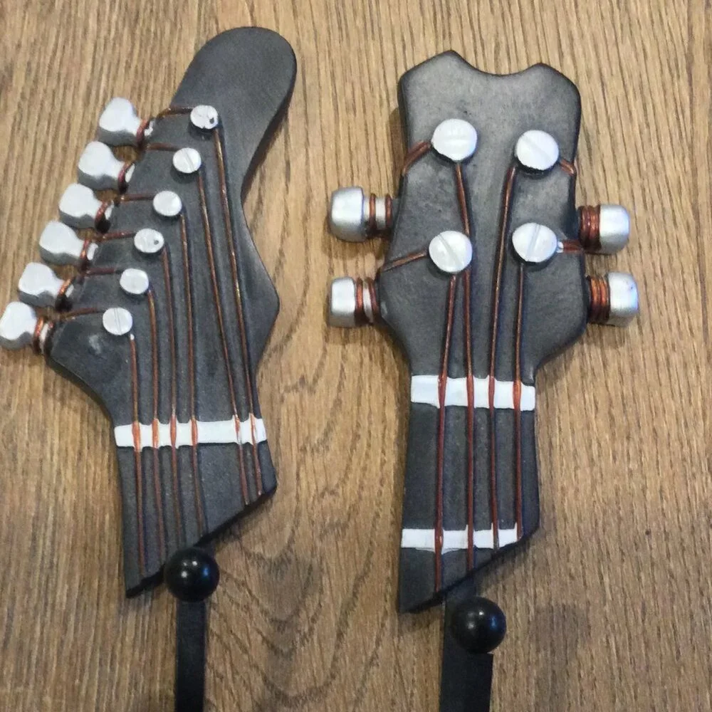 Guitar Wall Hooks - Set of 3 Guitar Head Coat Hanger Hooks, Music Rock Retro